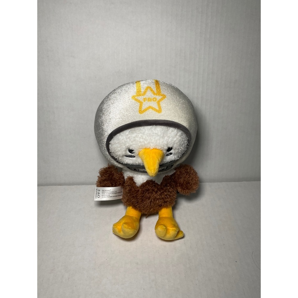 FAO‎ Schwarz Bald Eagle Astronaut Pilot Plush Silver Helmet Star 9 Inch